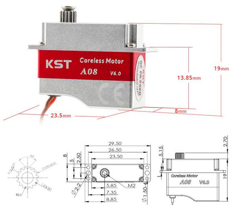 A08 V6.0 Coreless Metal Gear HV Servo 3.2kg.cm 0.09sec/60degree for Glider DLG