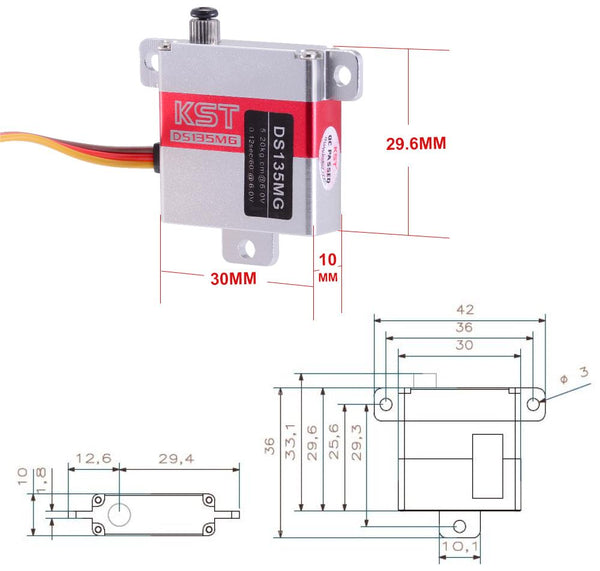 DS135MG Digital Metal Gear 5.2KG 0.12sec Wing Servo Motor